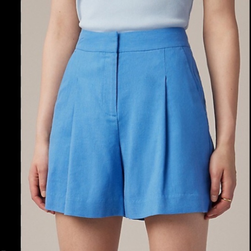 Hudson North Linen Electric Blue High Waist Pleated Shorts